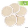 Loofah Pads (Pack of 5) - Exfoliating Scrubbing Sponges - Natural Luffa Material - Essential Skin Care Product - for Shower/Bath - Fibrous Texture - Perfect for Face/Body Wash - Wet It and Apply Soap