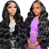 13x6 HD Lace Front Wigs Human Hair Pre Plucked 200% Density Wear and Go Glueless Lace Frontal Wigs Human Hair Body Wave Lace Front Wigs for Black Women Natural Hairline with Baby Hair 24 Inch