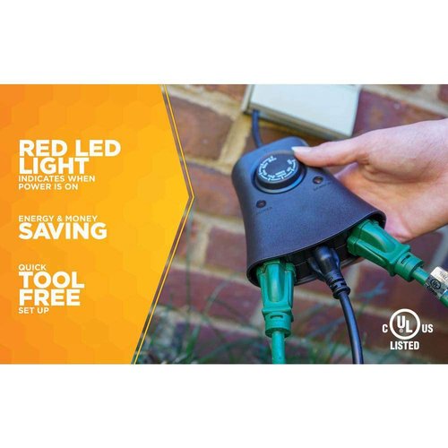 Woods 59746 Outdoor 24-Hour Photoelectric Timer w/Wireless Remote Control & 3-Outlet, Black by Woods