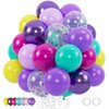 100pcs Pink Blue Purple Balloons, 12inch Hot Pink Metallic Purple Teal Blue Yellow Balloons Confetti Balloons for Kids Birthday Mermaid Baby Shower Snow Winter Unicorn Party Supplies
