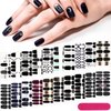 20 Sheets 280 Pieces Black Nail Wraps Self Adhesive Full Cover Nail Decals Art Nail Polish Stickers Halloween False Nail Decals Manicure Stickers with 2 Pcs Nail Files for Girls Women(Chic Style)