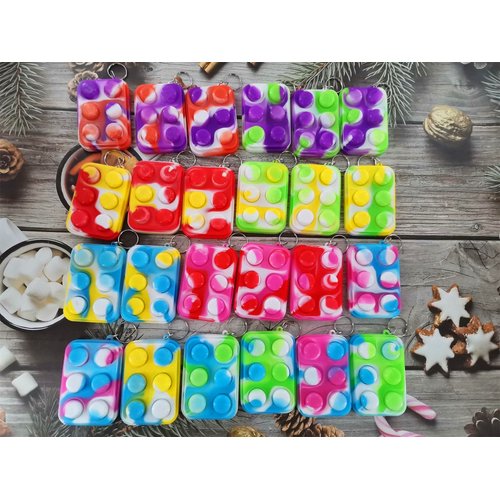 HOZKEAP Bulk Mini Pop Fidget key chains，Birthday party Favors Supplies and Student Prizes Gifts 24 Packs