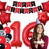 16th Birthday Decorations for Boys Red and Black 16th Happy Birthday Banner Sixteen Birthday Supplies Number 16 Balloon Foil Fringe Curtains Latex Balloons for Him Her 16 Year Old Birthday Party
