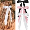 Bmobuo Hair Bows for Women Hair Ribbon for Girls Soft Satin Ribbon for Hair Double Layers Clips Pink Ribbon Coquette Hair Bows Pink Bows White Black Hair Bows