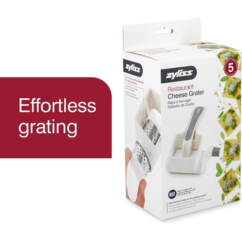 Zyliss Restaurant Cheese Grater - Handheld Rotary Cheese Grater - Cheese, Vegetable, Nut Grater - Steel Kitchen Cheese Shredder for Right- & Left-Handed Cooks - NSF Restaurant Certified - White