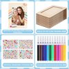 bovivanen Picture Frame Painting Craft Kit for 4" x 6" Photo, 10Pcs DIY Unfinished Wooden Picture Frames with 12Pcs Painting Color Pen and 4 Sheets Crystal Diamond Stickers for DIY Craft