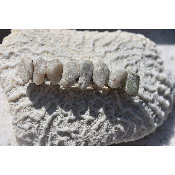 White Aventurine Stone French Barrette Hair Clip