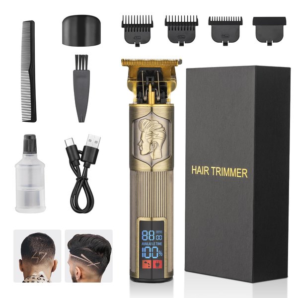 Luefu Hair Clippers for Men Professional Zero Gapped Hair Trimmer for Barber T Blade Liners Edgers Groomming Hair Clippers Cordless Rechargeable Shaver Hair Cutting Kit Beard Trimmer Gifts for Men