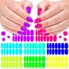 DANNEASY 8 Sheets Fluorescence Color Nail Wraps for Women Self Adhesive Nail Polish Stickers Stick on Nail Polish Strips Gel Fingernail Sticker Nails with Nail File, Cuticle Stick