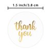 Thank You Label Sticker 1.5" Round, 500 Labels per Roll, Thank You Sticker for Birthday, Wedding, Gift, Bridal Shower Gold (White/Gold)