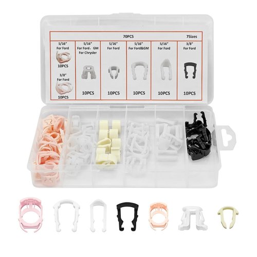 Bittwee 70PCS Car Fuel Line Clips, Automotive Nylon Fuel Line Repair Kit Fuel Hose Retainer Clips Replacement 3/8" 5/16" Fuel Line Clamp with Storage Case, Universal for Vehicle SUV Truck RV