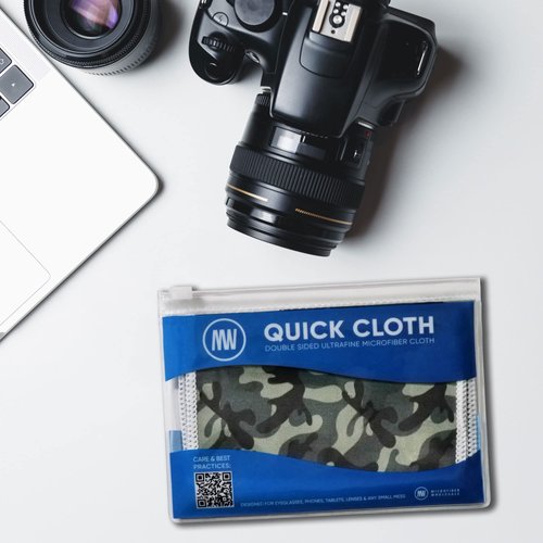MW Pro Quick Cloth – 2 Pack with Case | Microfiber Cloth for Eyeglasses, Phones, Tablets, Lenses | Double Sided Ultrafine Microfiber (Camo)
