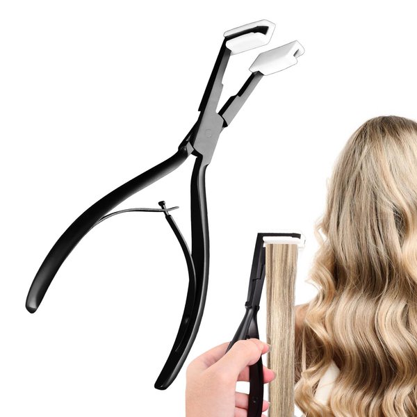 Tape in Hair Extensions Plier, Stainless Steel Flat Surface Extensions Tape Sealing Clamp Pliers Tool, Microlink Hair Extension Removal Tool Kit for Women Hair Extension Tools(Black)