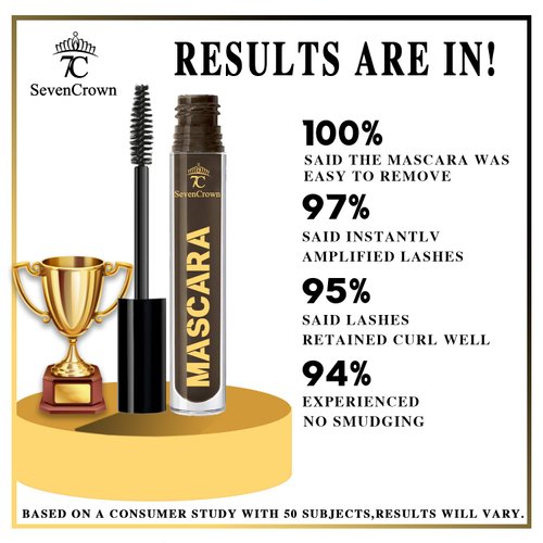 7C SEVENCROWN Brown Mascara Volume and Length Waterproof Set | Vegan & Cruelty-Free | Holiday Gift for Beauty Lovers