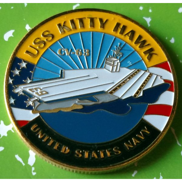 US Navy USS Kitty Hawk CV-63 Colorized Challenge Art Coin