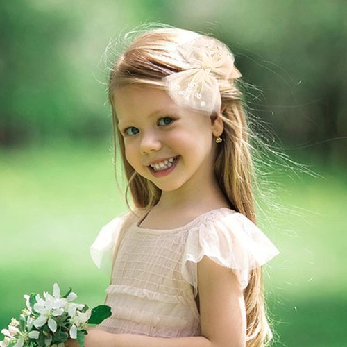 2 PCS Pearl Hair Bows Hair Clips for Toddler Girls - Elegant Ivory Lace Veil Hair Accessories for Birthday, Wedding, Halloween, Thanksgiving, and Christmas Occasions(Ivory)