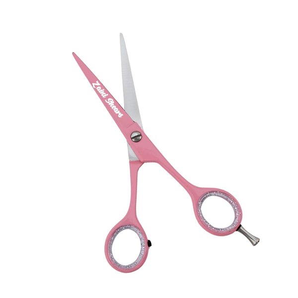 Zaini Shears Hair Cutting Scissors Extremely Sharp Right-Hand Razor Edge - 5.5” Overall Length,Made of 420c Japanese Stainless Steel Salon Scissors Professional Barber Haircut Scissors (pink, 5.5'')