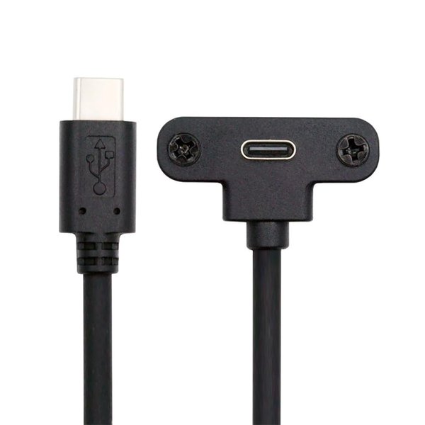 xiwai USB-C 480Mbps Extension Data Cable USB Type-C Male to Up Angled Female with Screw Locking Fixed Panels Extender for Camera VR 0.3M