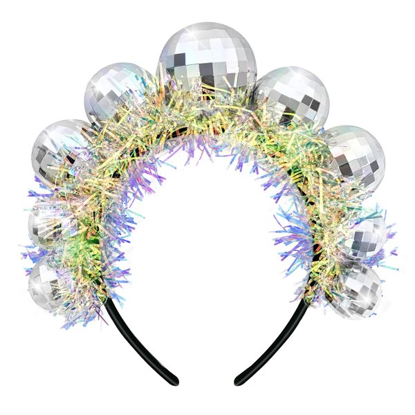 Bnsikun Disco Headband, Silver Vintage Disco Ball Headband,Retro Disco Headwear Women Girl for Halloween Christmas Party New Years Eve Party Accessory