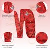 Anime Durag and Silk Bonnet 2pcs Set for Men Women, Silky Design Satin Fabric Comfort Compression, Red Skull