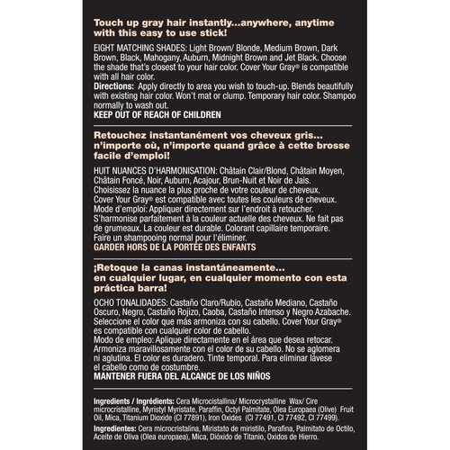 Cover Your Gray Hair Color Touch-Up Stick - Black (Pack of 8)