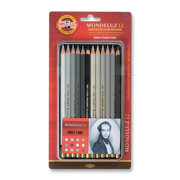 KOH-I-NOOR Mondeluz Grey Line Aquarell Coloured Pencils (Set of 12)