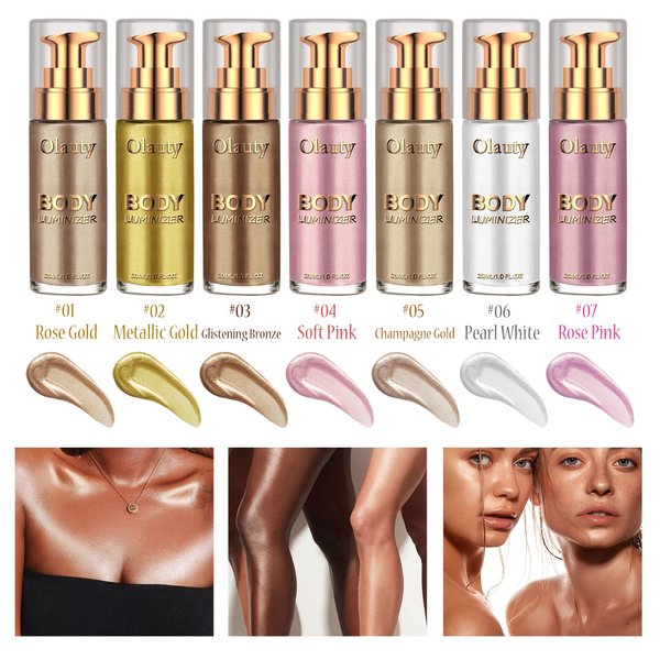 Liquid Illuminator, Firstfly Body Highlighter Makeup Smooth Shimmer Glow Liquid Foundation for Face & Body（#03 Glistening Bronze）