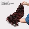 6 packs 20" AU-THEN-TIC Ocean Wave Crochet Hair Deep Wave Braiding Hair Body Wave Braids Synthetic Hair Extensions Kanekalon Fiber (20 Inch (Pack of 6), P1B/BG (Piano Off Black and Burgundy))