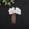 Teyglen Bride Flower Wedding Hair Comb Bridal Flower Headpiece Small Cute White Flower Pearl Hair Piece Decorative Hair Jewelry Accessories for Women Girls (Rose gold)