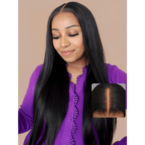 UNICE Silk Straight Bye Bye Knots Glueless Wig Bleached Invisible Knots 7x5 Lace Front Wigs Human Hair Pre Everything Wig Pre Plucked Pre Cut lace Natural Hairline 150% Density 18 inch
