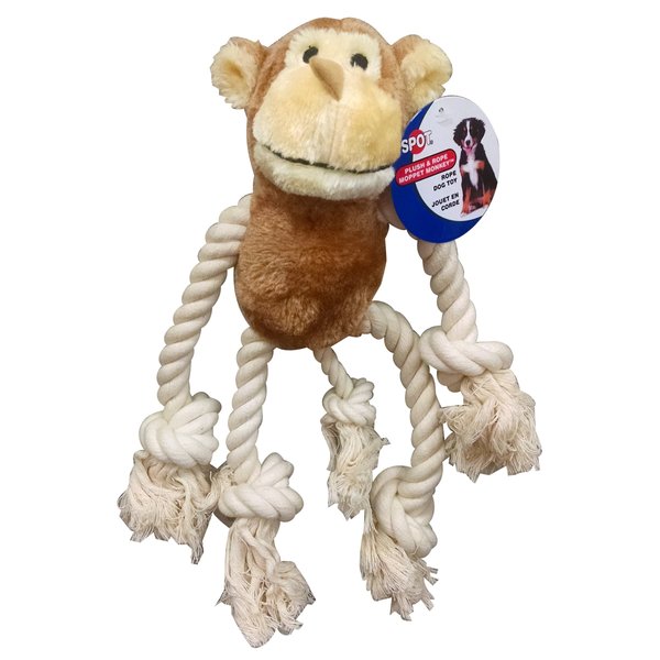 SPOT Ethical Moppets Dog Toy Monkey, 12-1/2-Inch,Browns