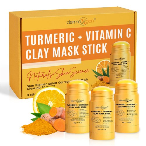 DERMAXGEN Turmeric Face Mask - Pure Organic Acne Treatment + Boosts Circulation + Anti-aging For Dull And Dry Skin Care- Set Of 3
