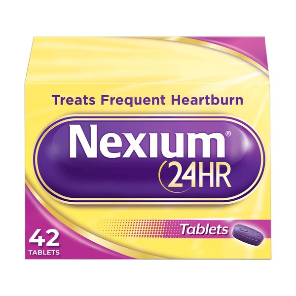 Nexium 24HR Acid Reducer Heartburn Relief Tablets for All-Day and All-Night Protection from Frequent Heartburn, Heartburn Medicine with Esomeprazole Magnesium - 42 Count