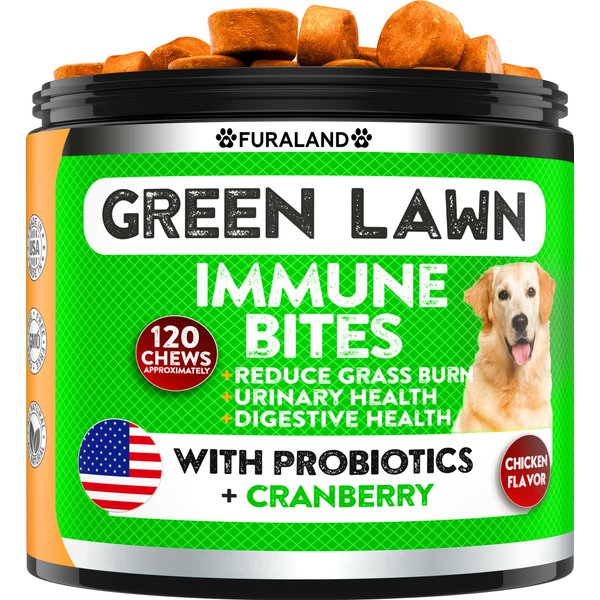 FURALAND Grass Burn Spot Chews for Dogs - Dog Pee Lawn Spot Saver Caused by Dog Urine - Grass Treatment Rocks - DL-Methionine + Digestive Enzymes - Dog Urine Neutralizer for Lawn - Soft Treats