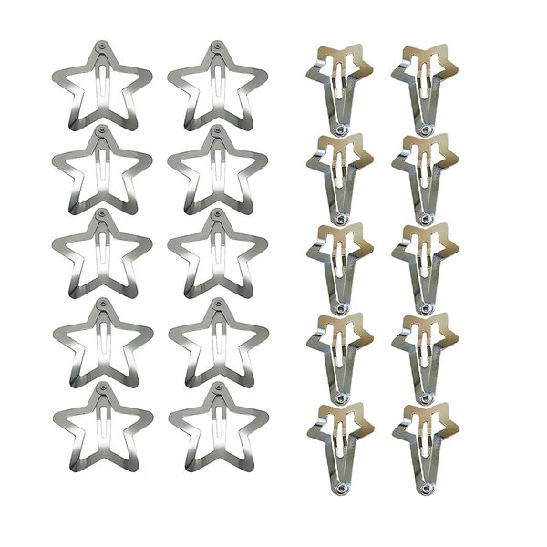 2 Kinds 20 PCS 1.2" Star Hair Clips, Silver Star Snap Y2K Hair Accessories,2000s Small Star Hair Clips, Festival Star Hair Clips Barrettes for Women Girls Styling Birthday Gifts
