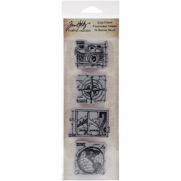 Stampers Anonymous Tim Holtz Mini Blueprints Strip Cling Stamps 3"X10", Travel
