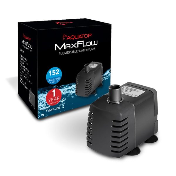 Aquatop MaxFlow Submersible Aquarium Pump 152 GPH Adjustable Flow, for Fish Tanks, sumps and Statuary, SWP-360