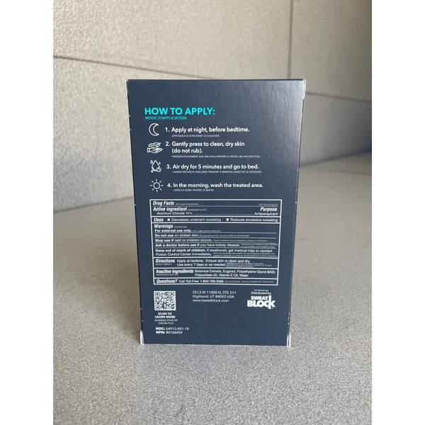 SweatBlock Antiperspirant Wipes - Maximum Clinical Strength - Treat Hyperhidrosis & Excessive Sweating for Men, Women, & Teens - up to 7 Days Protection Per Wipe - Dermatologist Tested - 20 Wipes