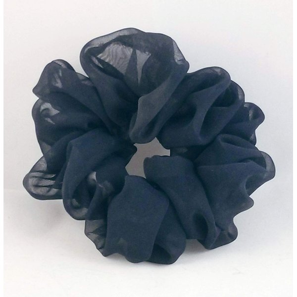 Navy Blue Chiffon Hair Scrunchie - Full