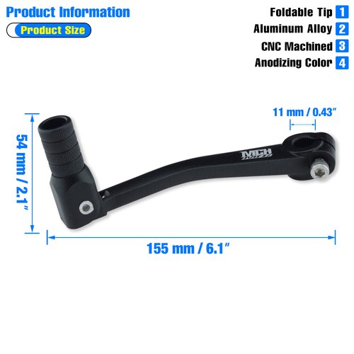 MCHMFG Folding Gear Shifter Shift Lever CNC Aluminum Gear Shifter Shift Lever for XR50 XR80 CRF50 CRF70 50cc-125cc Pit Dirt Bike Motorcycle (Black)