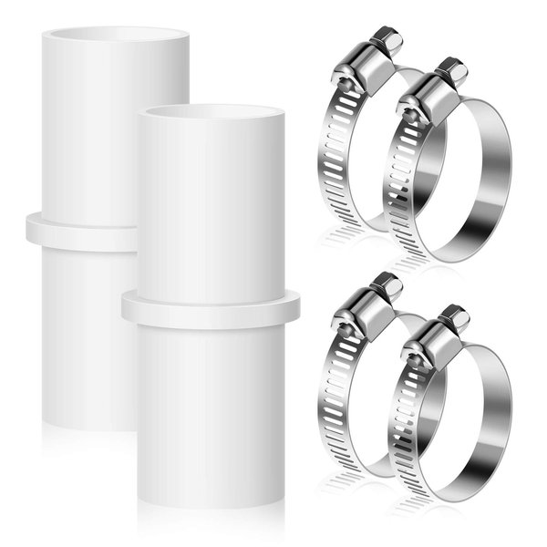 2 Pieces drain hose Connectors, Fit for 0.8 Inch, Hose Washer Extension Adapter with 4 Pieces Clamps for washing machine, Dishwasher Water Pipe