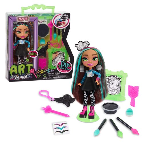 Just Play Art Squad Nene 10-inch Doll & Accessories with DIY Craft Etching Project, Kids Toys for Ages 3 Up