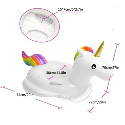 Baby Pool Float Unicorn Toddlers Floaties Infant Inflatable Swimming Ring with Handles for Kids Aged 1-6 Years