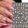 4 Sheets 5D Embossed Flower Nail Art Stickers,Self Adhesive Daisy Nail Stickers for Nails DIY Manicure Decorations with Tweezer (Flower-4Sheets)