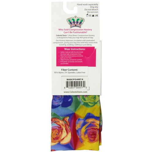 Celeste Stein Therapeutic Compression Socks, Abstract Roses, 8-15 mmhg, .6 Ounce