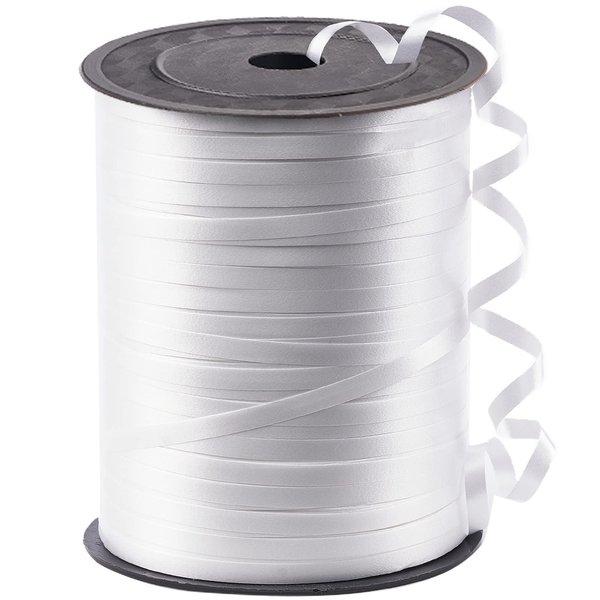 PartyWoo White Ribbon, 500 Yard Curling Ribbon for Crafts, White Ribbon for Gift Wrapping, Ribbon for Balloons String, Hair, Florist Flower Christmas (1 Roll)