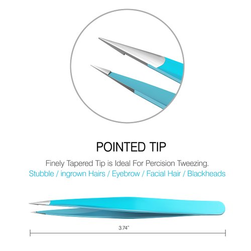 Tweezers for Ingrown Hair by Blinkeen - Best Stainless Steel Professional Pointed Blackhead Remover – Precision Eyebrow Hair,Facial Hair, Splinter & Tick Removal Tweezer