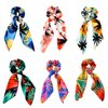 Cutewing Hair Bow Scrunchie Chiffon Scarf Scrunchies Long Hair Scarf Ties Fashion Bandana Scrunchies Hair Ribbons Ponytail Holders Hair Scarves Hair Bands Hair Accessories for Women with 6PCS
