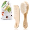 haakaa Baby Hair Brush and Comb Set for Newborns & Toddlers - Natural Soft Goat Bristles and Wooden Handle, Gently Grooms Baby's Hair, Ideal for Cradle Cap, Perfect Baby Gift, 2pk