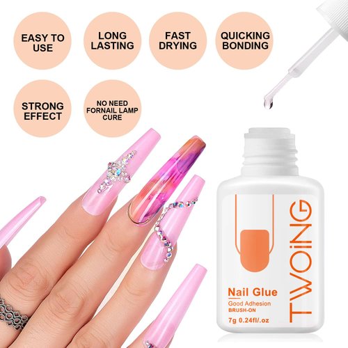 Super Strong Nail Glue Gel and Quickly Nail Glue Remover Kit Press on Nail,Quick Remove Gel Nail Polish, Professional Gel Nail Remover Remove Gel Polish In 2-3 Minutes Safely，No Damage to Nails